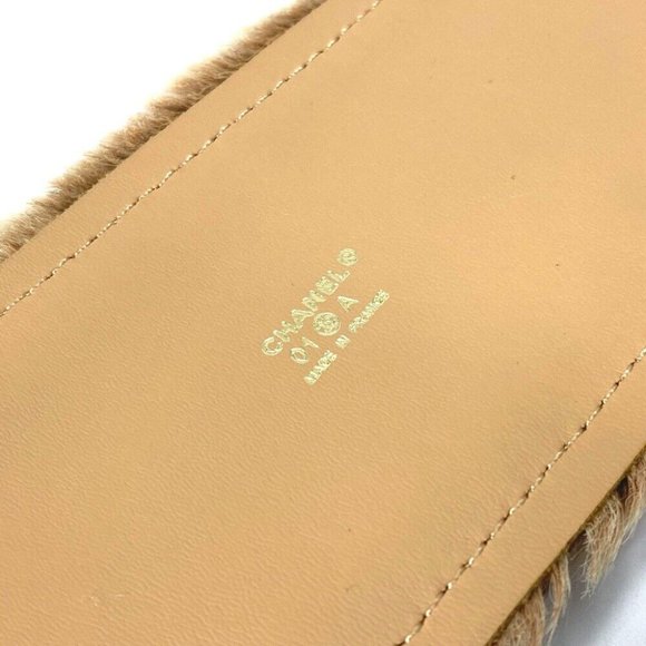 CHANEL CC CC Mark belt Leather / Pony-Hair Beige/RedBased - Picture 6 of 10